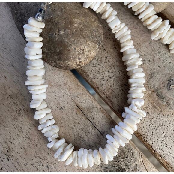 Vintage Real Seashell Chocker Necklaces & Bracelet-White & Pink Toned - Picture 6 of 7